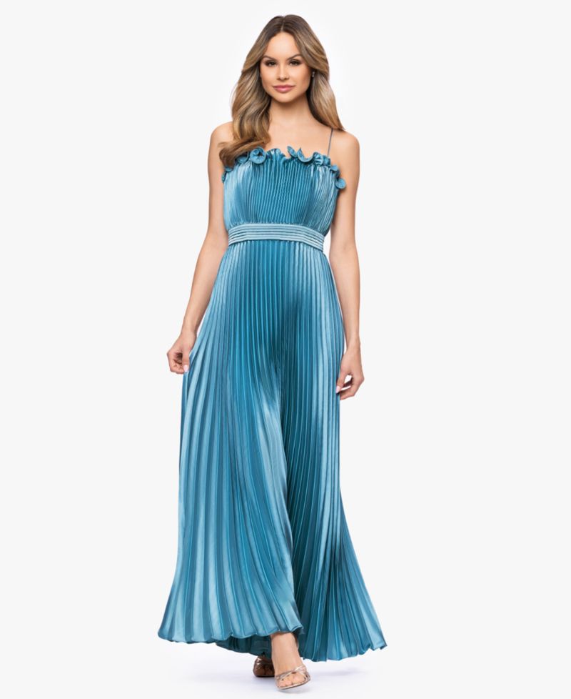 Women's Spaghetti Strap Pleated Ball Gown