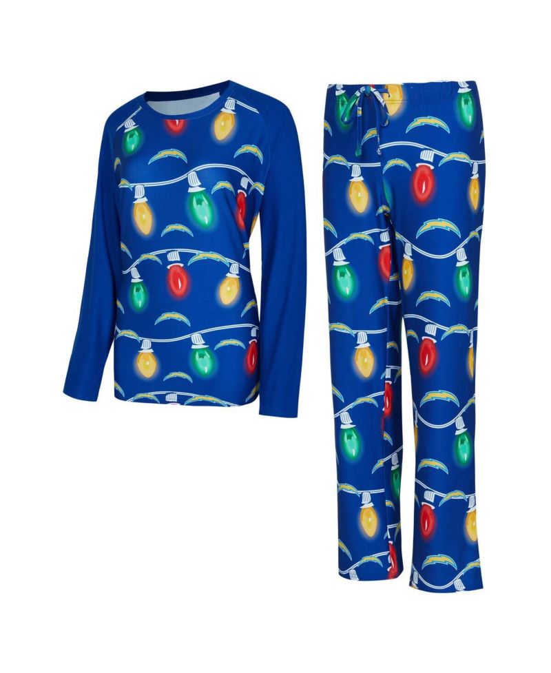 Women's Los Angeles Chargers Garland Knit Raglan Long Sleeve T-Shirt Pants Set