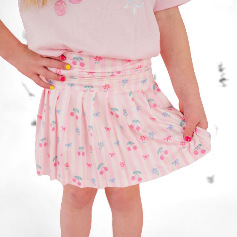 Little Girls Cherry Bow Athletic Skort