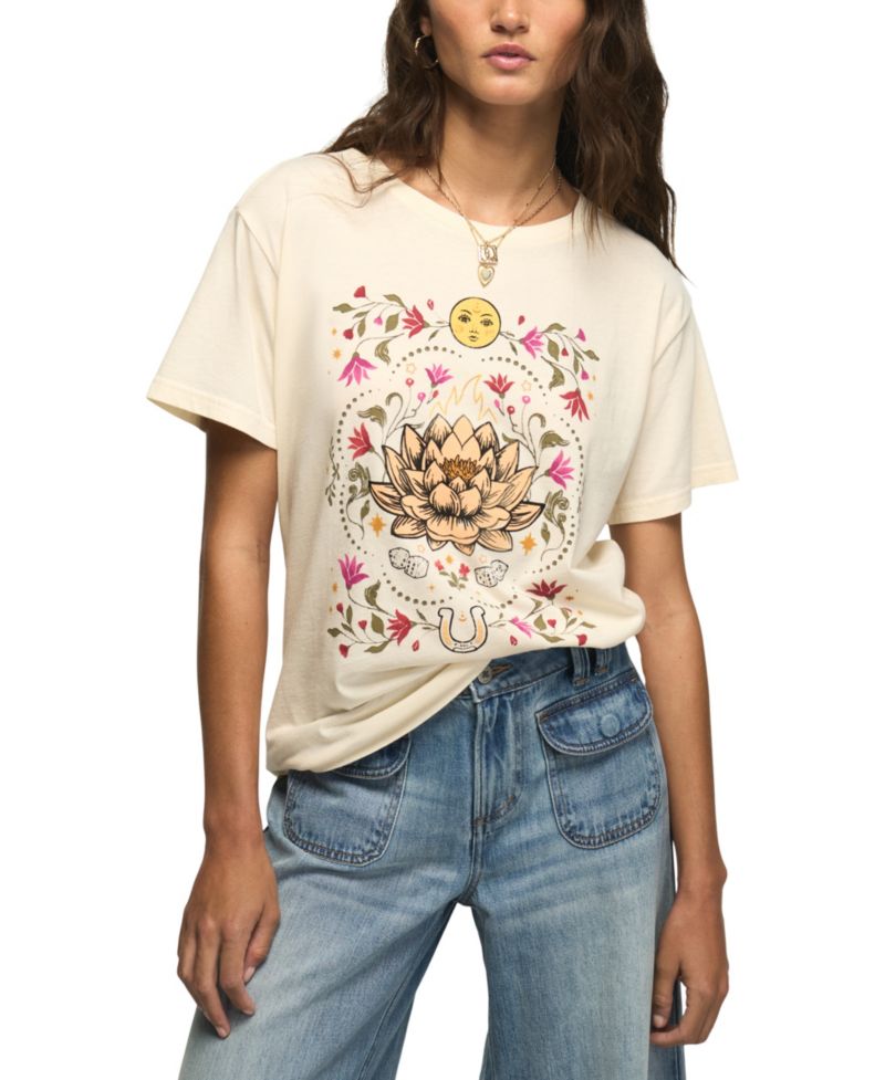 Women's Painted Lotus Boyfriend Graphic T-Shirt