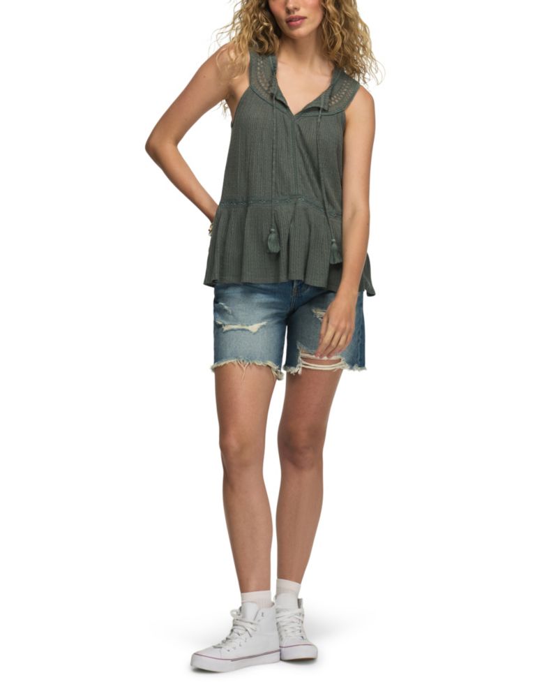 Women's Peplum Lace Trimmed Sleeveless Tank Top