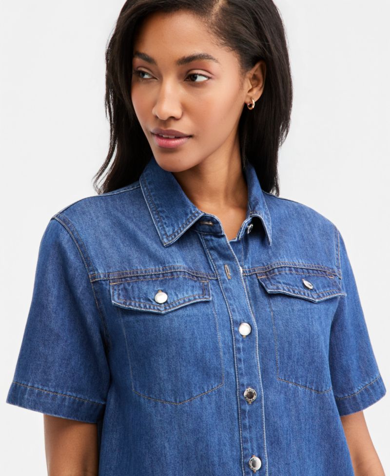 Women's Denim Short-Sleeve Minidress