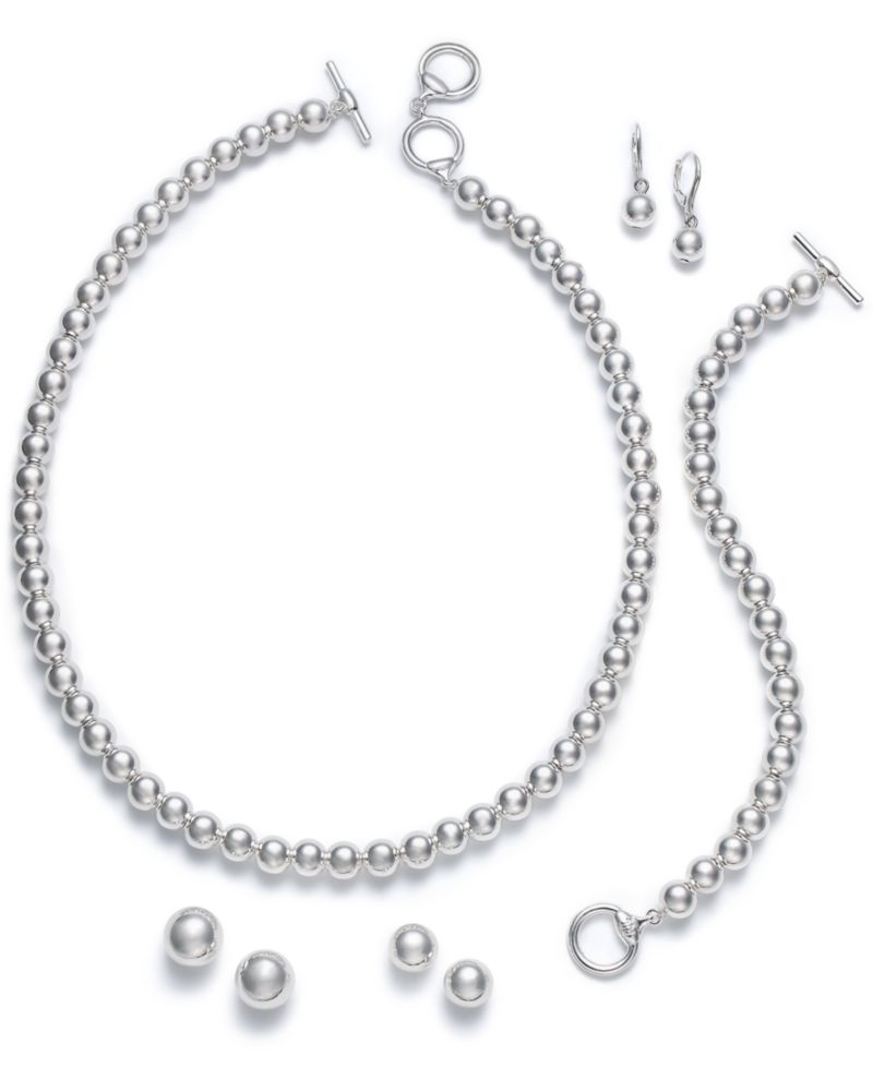 16" Silver-Tone Metal Bead (8 mm) Necklace