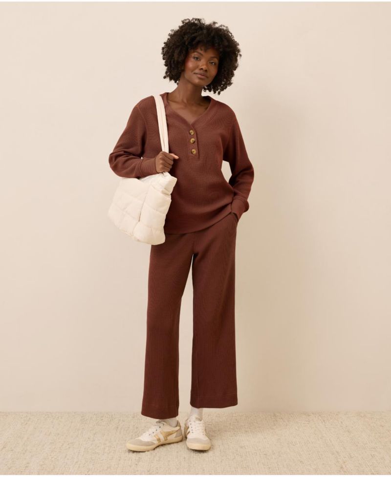 Women's Thermal Waffle Henley Pullover