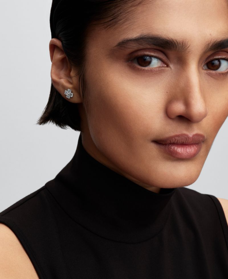 Sparkling Lucky Clover Stud Earrings