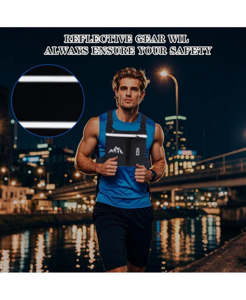 Running Vest Chest Pack with Hydration Bottle & Reflective Gear, Sport Chest Bag for Men & Women (Slate)