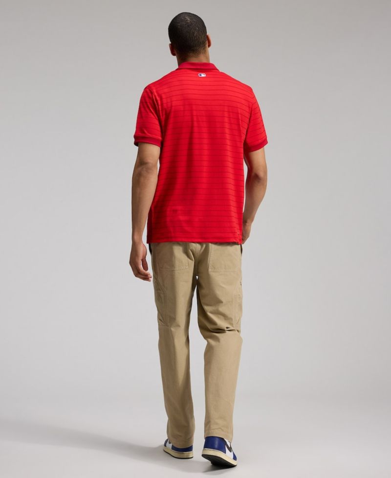 Men's Red Texas Rangers Authentic Collection Striped Victory Dri-FIT Polo Shirt