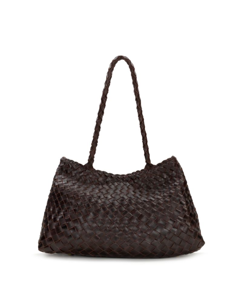 Cheri Large Woven Leather Satchel Handbag