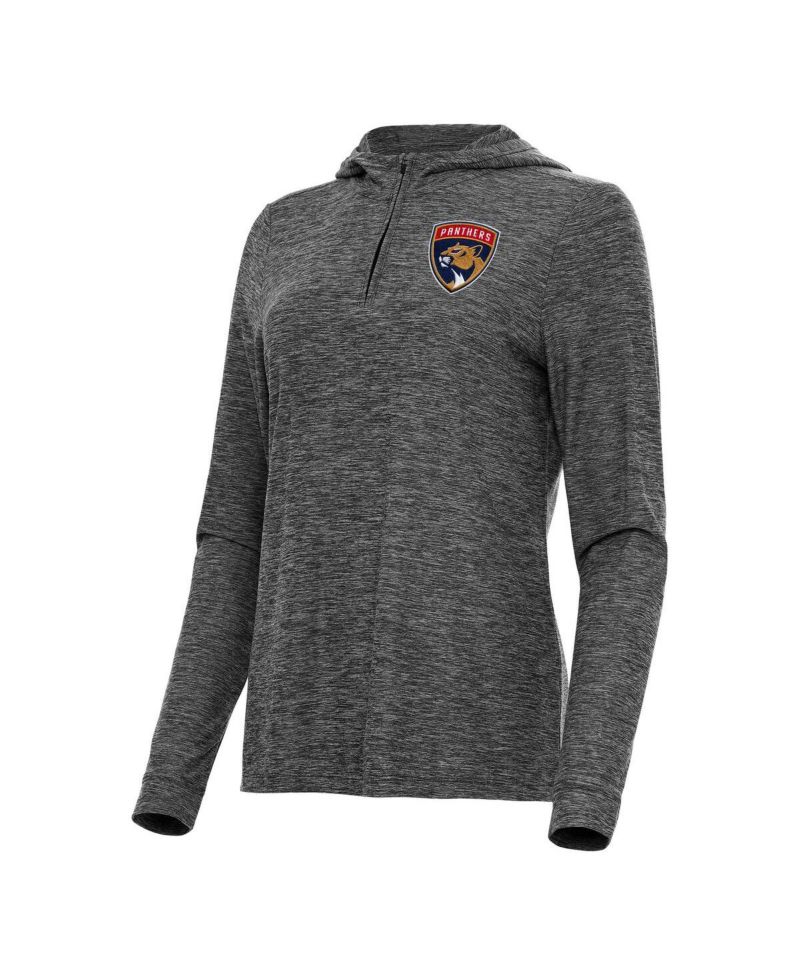 Women's Heather Black Florida Panthers Daybreak Quarter-Zip Hoodie