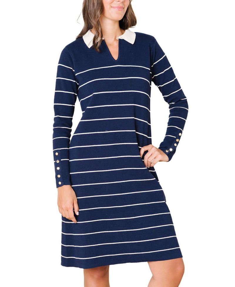 Women's Hope and Henry Organic Long Sleeve Collared Sweater Dress