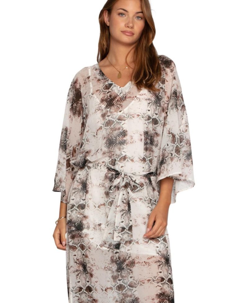 Women's Heart on Fire Snake Print Kaftan