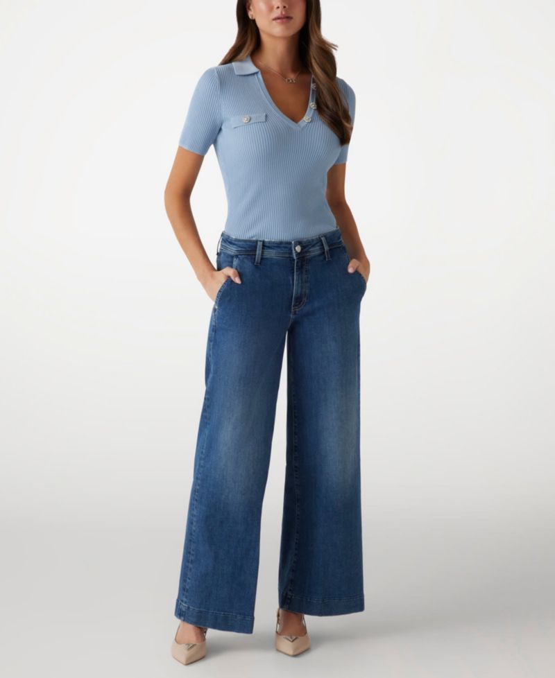 Women's Zoya Wide-Leg Faded High-Rise Jeans
