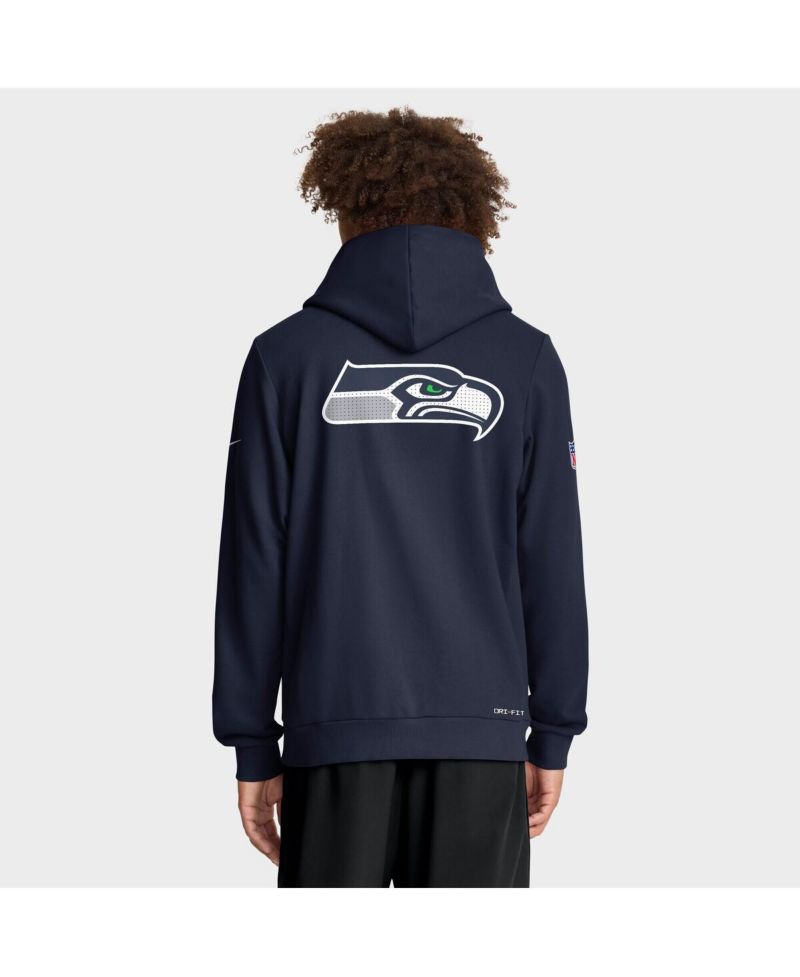 Men's College Navy Seattle Seahawks Sideline Utility Player Performance Full-Zip Hoodie