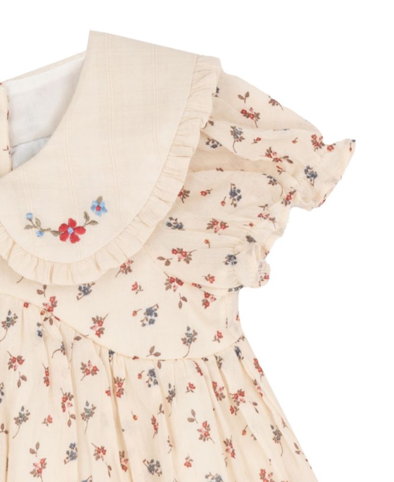Baby Girls' Printed Ditsy Floral Cotton Voile Dress and Diaper Cover, 2-Piece Set