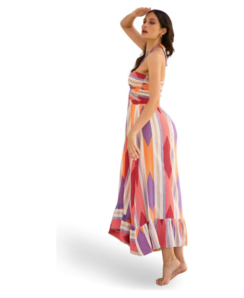 Women's Block Print Cotton Maxi Dress