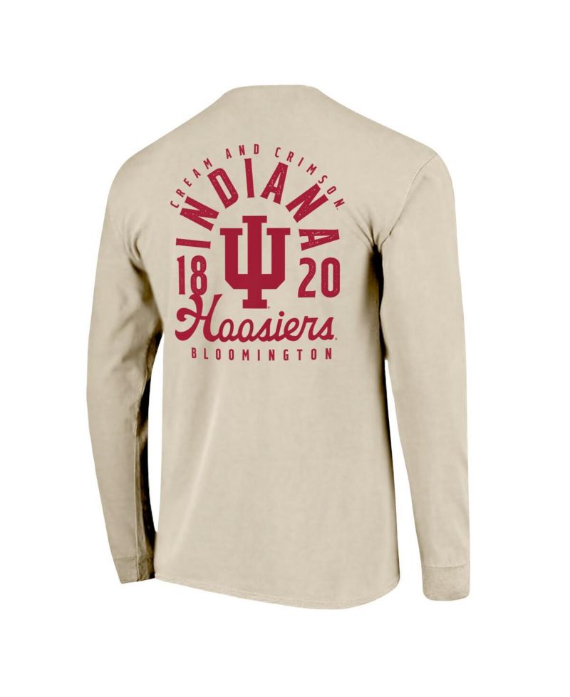 Men's Natural Indiana Hoosiers Comfort Colors Mascot Overlay Long Sleeve T-Shirt