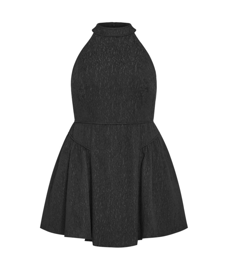 Women's Plus Size Halter Jacquard Mini Dress