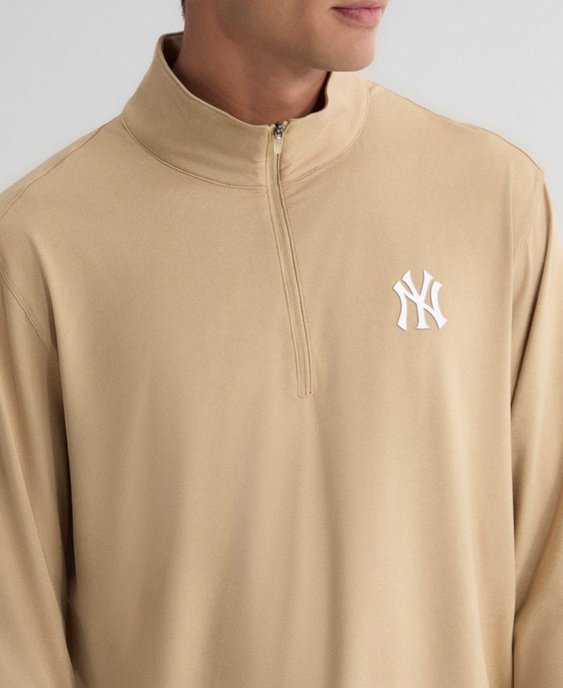 Men's Khaki New York Yankees Clutch Quarter-Zip Pullover Sweatshirt