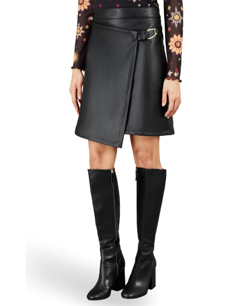 Women's Faux Leather Wrap Skirt
