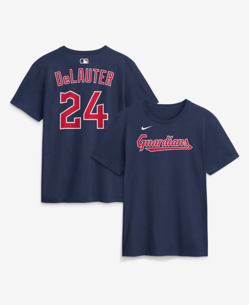Men's Chase DeLauter Navy Cleveland Guardians Name & Number T-Shirt