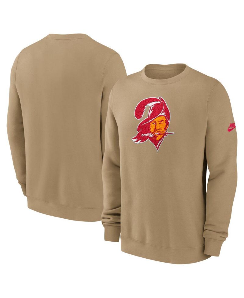 Men's Tan Tampa Bay Buccaneers Swing Pass Rewind Club Pullover Sweatshirt