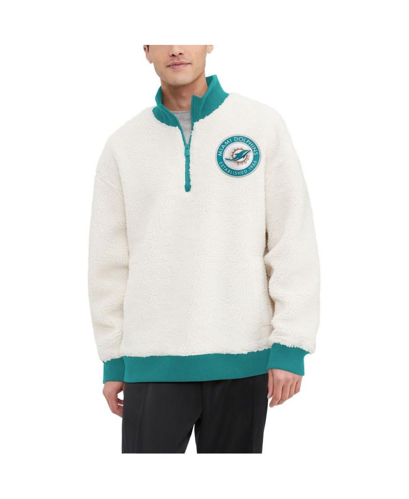 Men's Cream Miami Dolphins Jordan Sherpa Quarter-Zip Sweatshirt