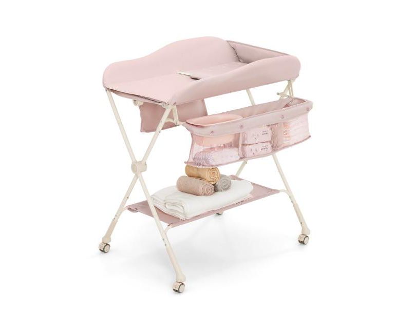 Portable Baby Changing Table with Water Basin and Rolling Wheels for Nursery