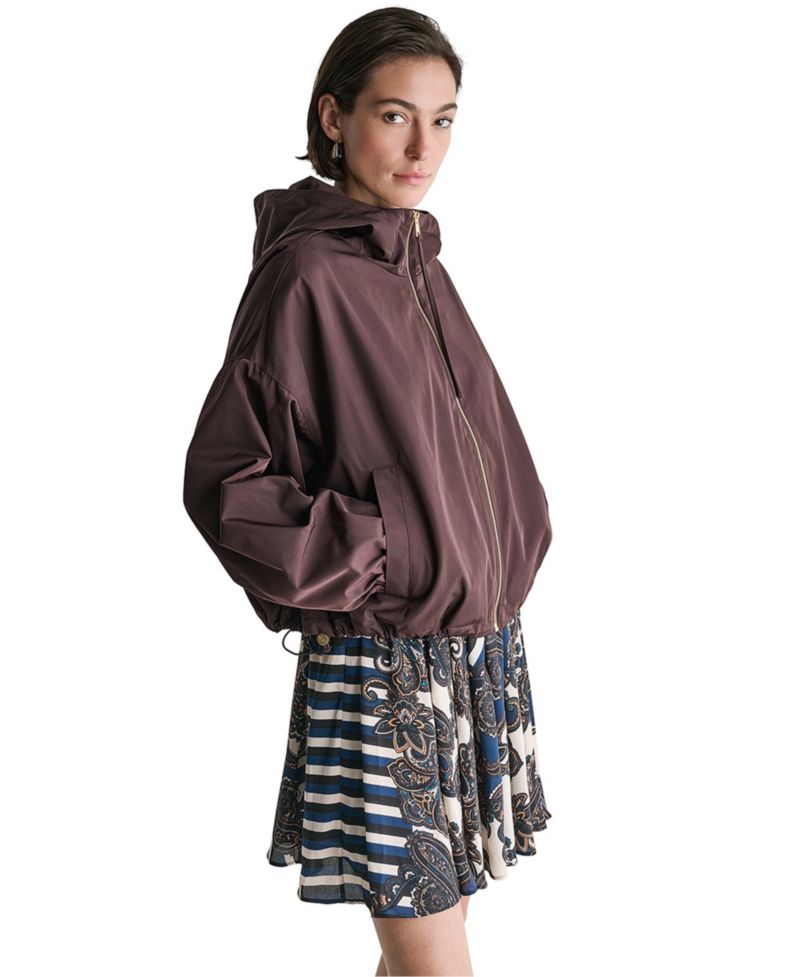 Women's Hooded Zip-Front Mock-Neck Jacket