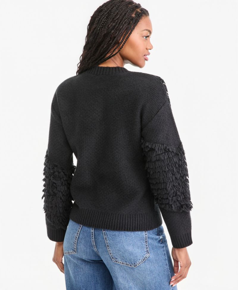 Women's Crewneck Long-Sleeve Loopy Textured Sweater