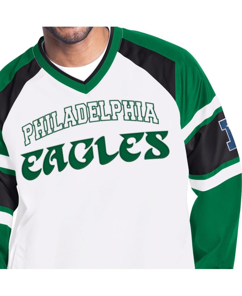 Men's White Philadelphia Eagles Infield Play Raglan Pullover Jacket