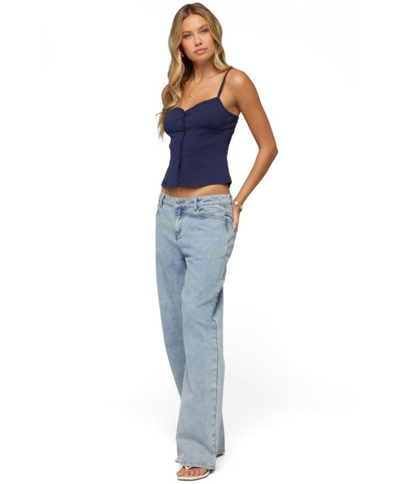 Women's Delia Sweetheart Button Up Tank Top