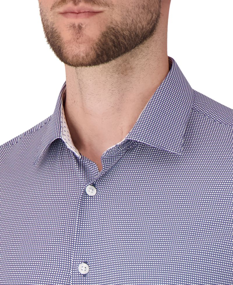 Men's Long Sleeve 4-Way Bubble Print Dress Shirt