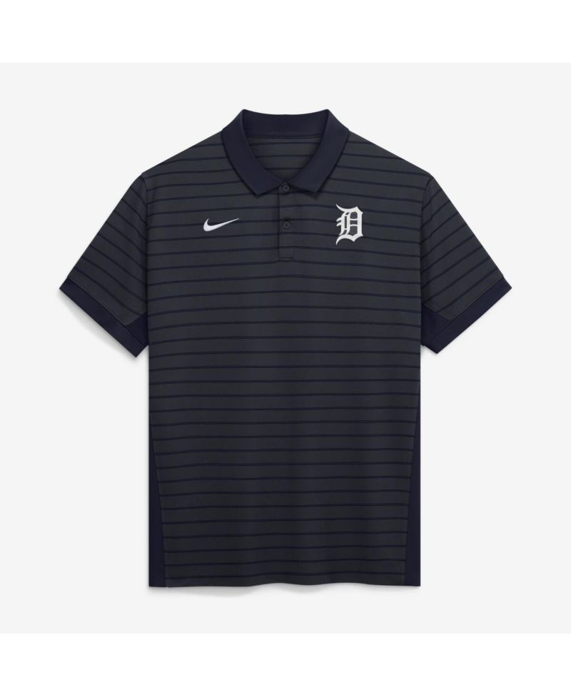 Men's Navy Detroit Tigers Authentic Collection Striped Victory Dri-FIT Polo Shirt