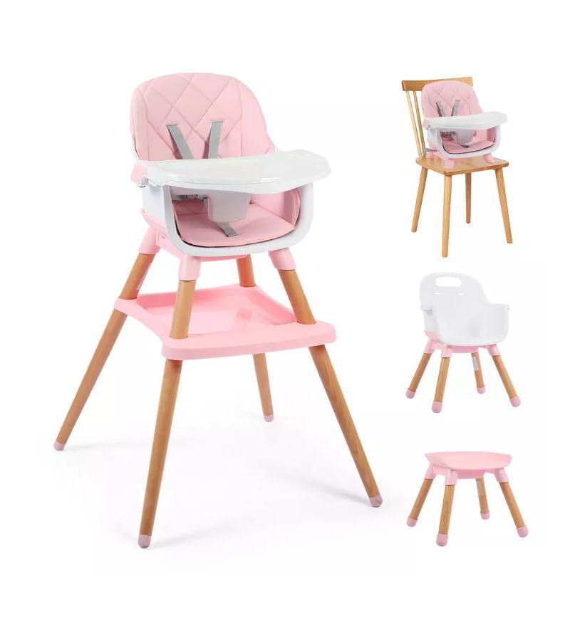 7-in-1 Convertible Baby High Chair with Removable Tray and 5-Point Harness
