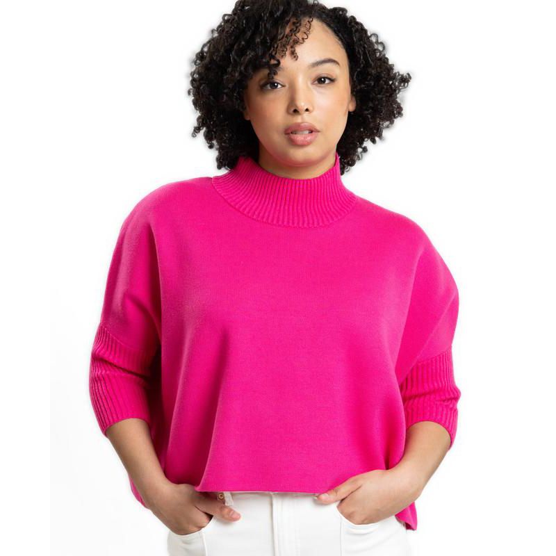 Women's Jordan Turtleneck Cropped 3/4-Length Sleeves Sweater