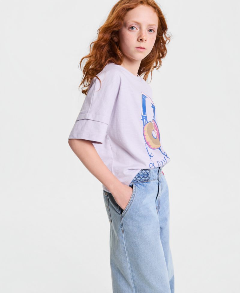 Girls' 7-16 Braided High-Rise Baggy Jeans