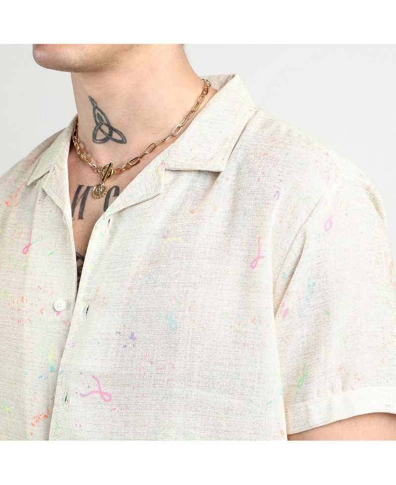 Men's Off-White Heathered Drawn Shirt
