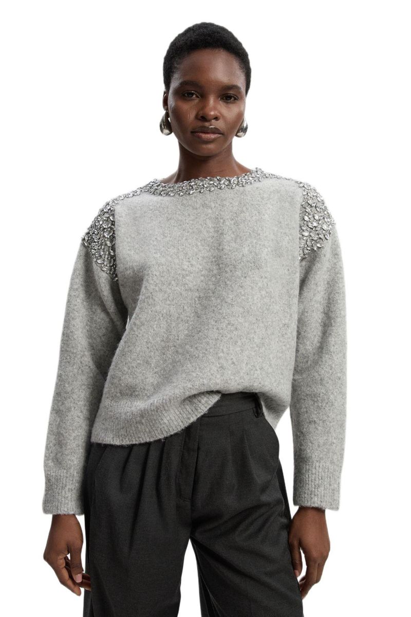 Women's Embellished Trim Cosy Knit Jumper