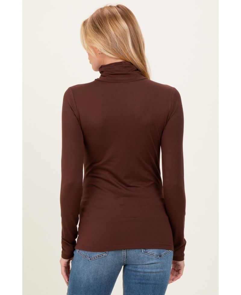 Women's Black Brushed Knit Basic Turtleneck Top