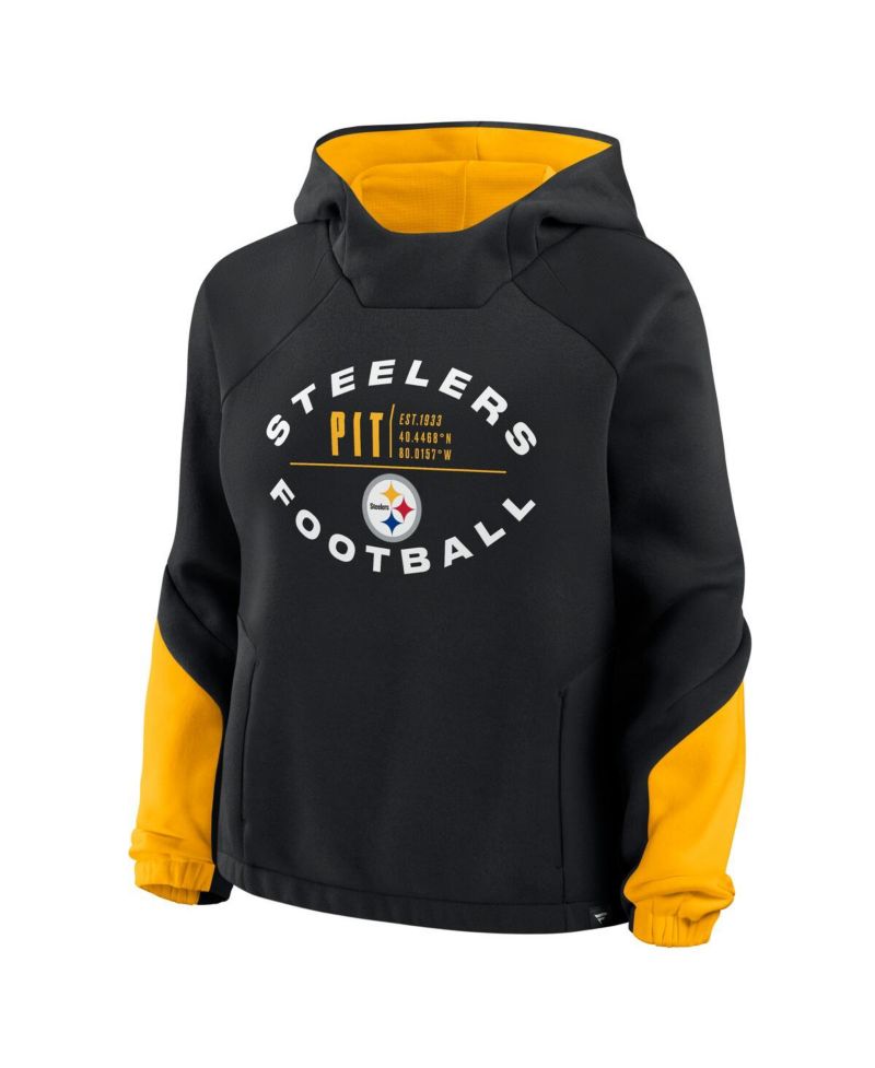 Women's Black Pittsburgh Steelers Oversized Redzone Bubble Screen Pullover Hoodie