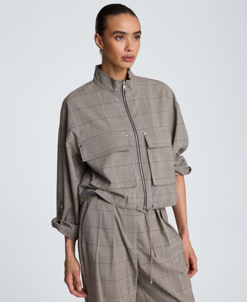 Women's Drawcord Flap Pocket Windbreaker Jacket