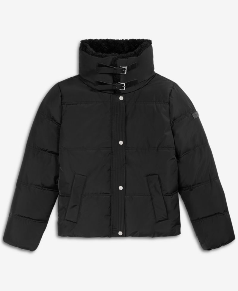 Women's Faux-Fur-Collar Zip-Front Puffer Coat