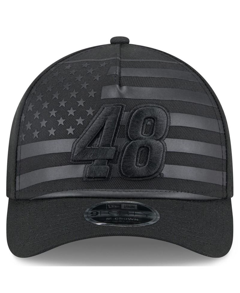 Men's Black Alex Bowman American Flag 9FORTY M-Crown A-Frame Adjustable Hat