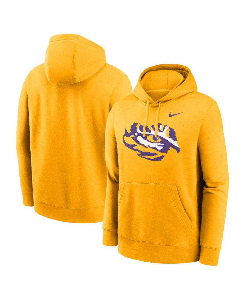 Men's Gold LSU Tigers Primetime Alternate Logo Club Fleece Pullover Hoodie