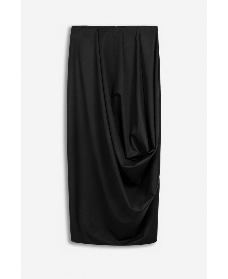 Women's Draped Pleat Detail Midi Skirt