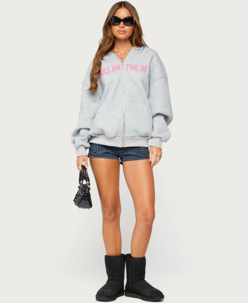 Women's DJ Lover Oversized Fleece Zip-Up Hoodie