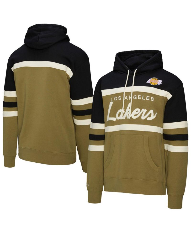 Men's Olive/Black Los Angeles Lakers Double Clutch Head Coach Hoodie