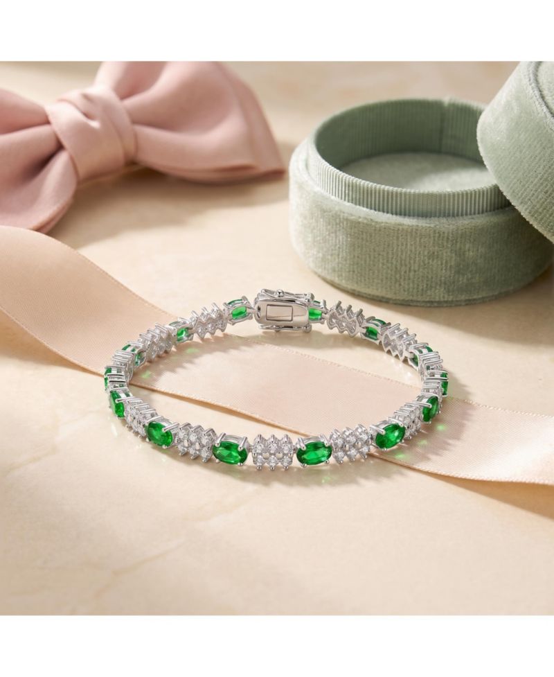 Sterling Silver Colored Cubic Zirconia Tennis Bracelet