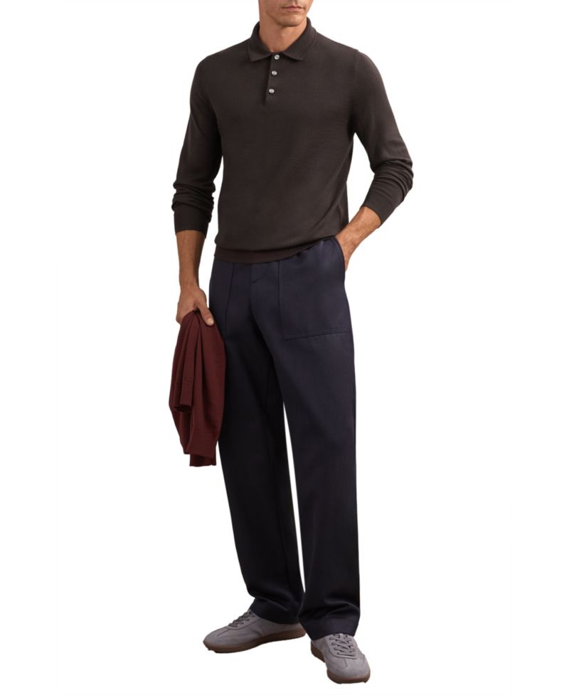 Men's Trafford Merino Wool Long-Sleeve Polo Shirt