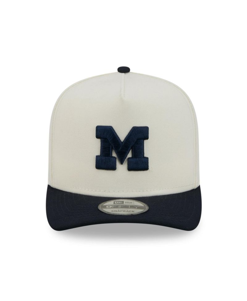 Men's and Women's White/Navy Michigan Wolverines A-Frame 9FIFTY Snapback Hat